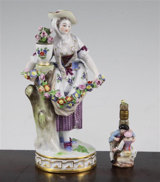 Two Meissen figural scent bottles, late 19th century, 8cm.